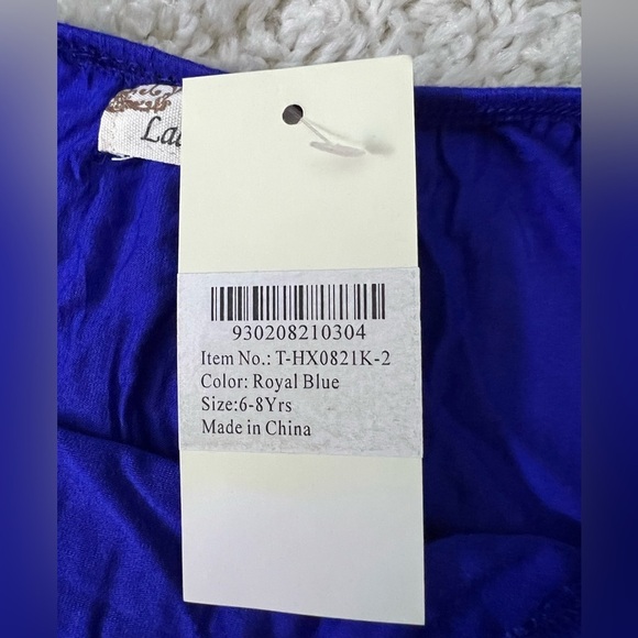 Kids 6-8 Blue Long Sleeve Top With Lace Trimmings NWT - Picture 4 of 6